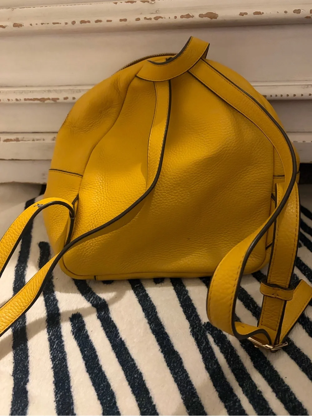Tory Burch Mustard Yellow Pebbled Leather Backpack